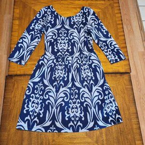 Alya Blue Print Fit & Flare Dress